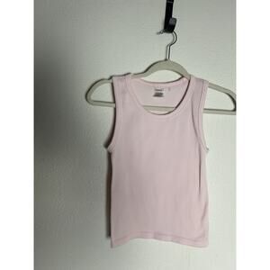 Sunday Best Tank Womens S Pink Cropped Ribbed Knit Round Neck Stretch Sleeveless